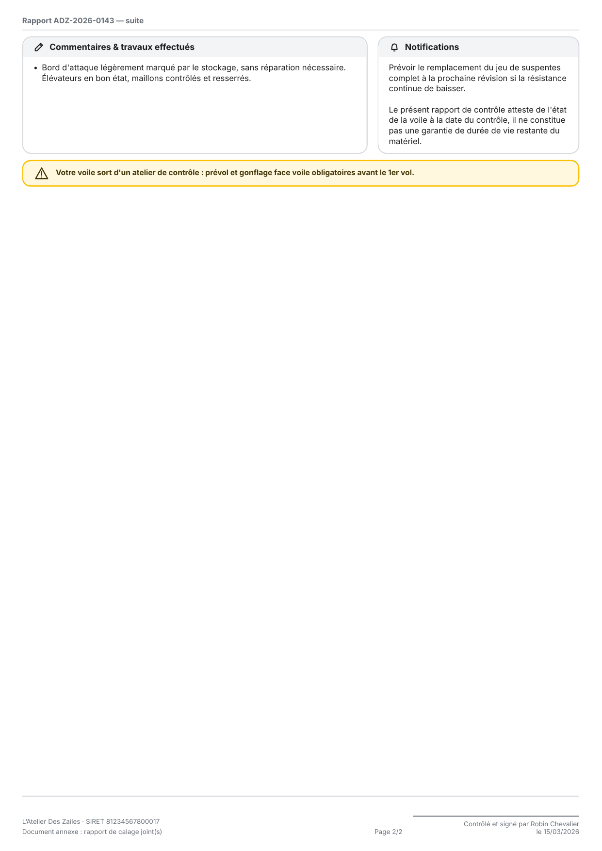 Page 2 du rapport d'exemple